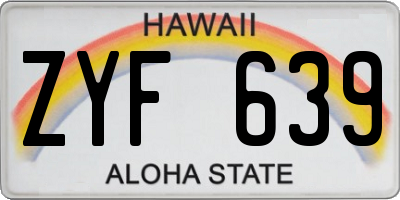 HI license plate ZYF639