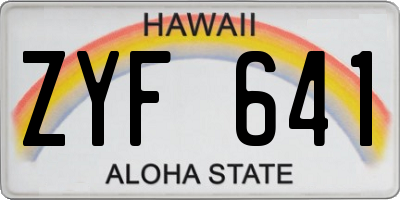 HI license plate ZYF641