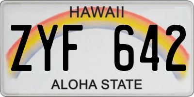 HI license plate ZYF642