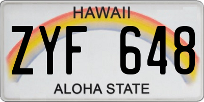 HI license plate ZYF648
