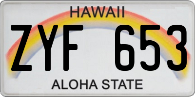 HI license plate ZYF653