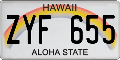 HI license plate ZYF655