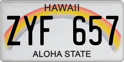HI license plate ZYF657