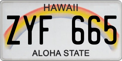 HI license plate ZYF665