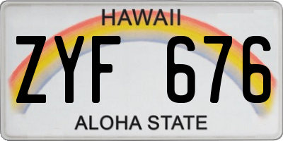 HI license plate ZYF676
