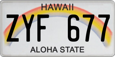HI license plate ZYF677