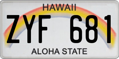 HI license plate ZYF681