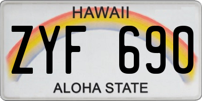 HI license plate ZYF690