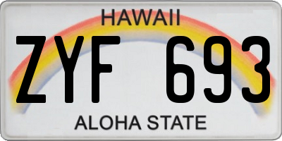 HI license plate ZYF693