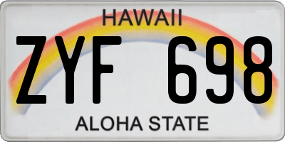 HI license plate ZYF698