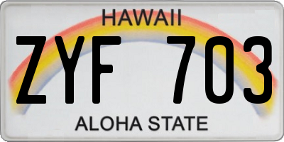 HI license plate ZYF703