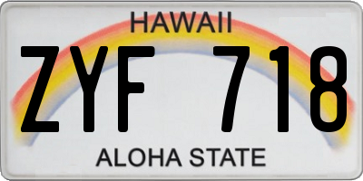HI license plate ZYF718