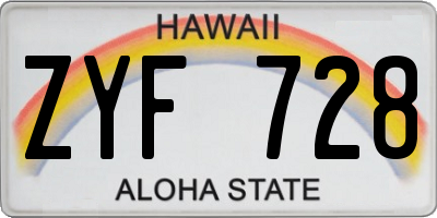 HI license plate ZYF728