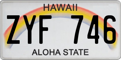 HI license plate ZYF746
