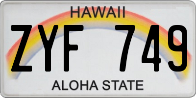 HI license plate ZYF749