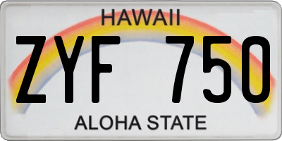 HI license plate ZYF750