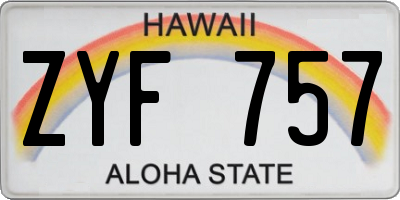 HI license plate ZYF757