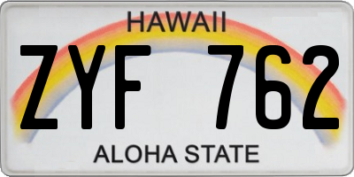 HI license plate ZYF762