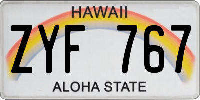 HI license plate ZYF767