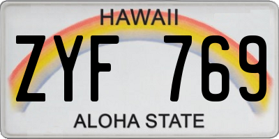 HI license plate ZYF769