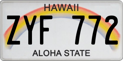 HI license plate ZYF772