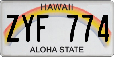 HI license plate ZYF774