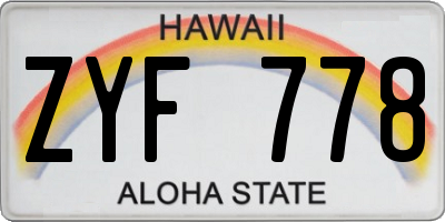 HI license plate ZYF778