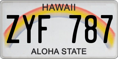 HI license plate ZYF787