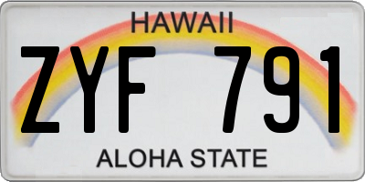 HI license plate ZYF791