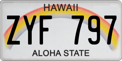 HI license plate ZYF797