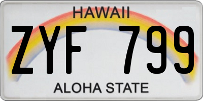 HI license plate ZYF799