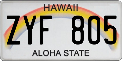 HI license plate ZYF805