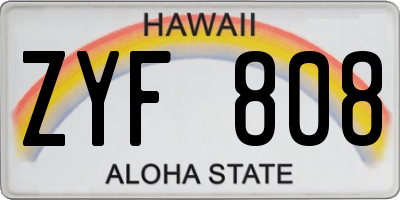 HI license plate ZYF808