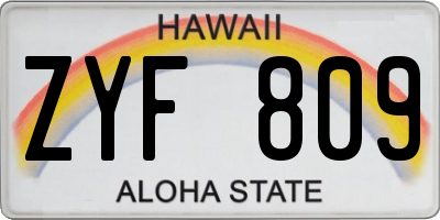 HI license plate ZYF809