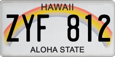 HI license plate ZYF812
