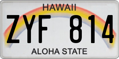 HI license plate ZYF814
