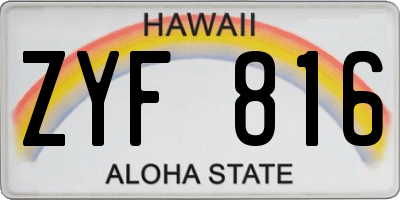 HI license plate ZYF816