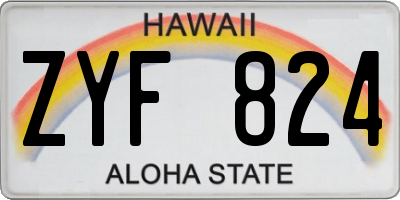 HI license plate ZYF824