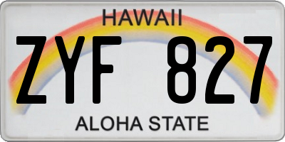 HI license plate ZYF827
