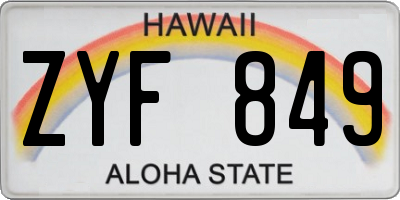HI license plate ZYF849