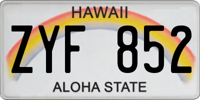 HI license plate ZYF852