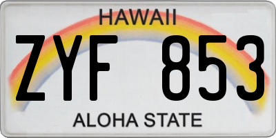 HI license plate ZYF853