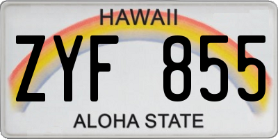 HI license plate ZYF855