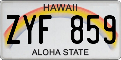 HI license plate ZYF859