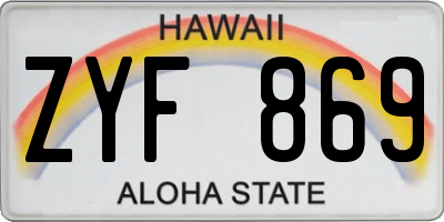 HI license plate ZYF869