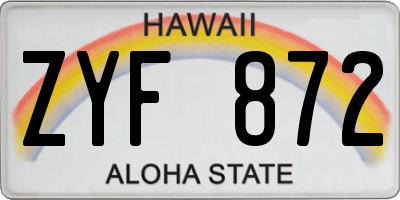 HI license plate ZYF872