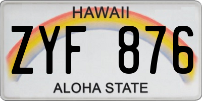 HI license plate ZYF876