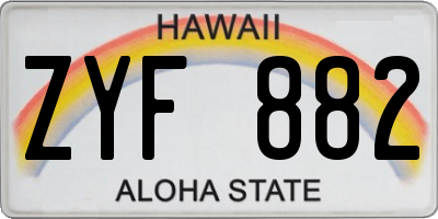 HI license plate ZYF882