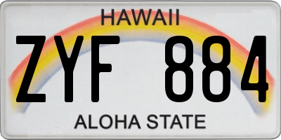 HI license plate ZYF884