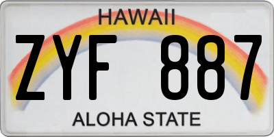 HI license plate ZYF887